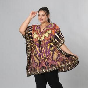 JOVIE Purple Snake V-Neck Kaftan - One Size Fits Most